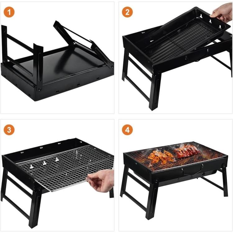 Barbecue da Tavolo Carbonella Grill con Valigetta Portatile Barbeque BBQ Pieghevole Campeggio