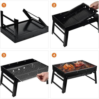 Barbecue da Tavolo Carbonella Grill con Valigetta Portatile Barbeque BBQ Pieghevole Campeggio