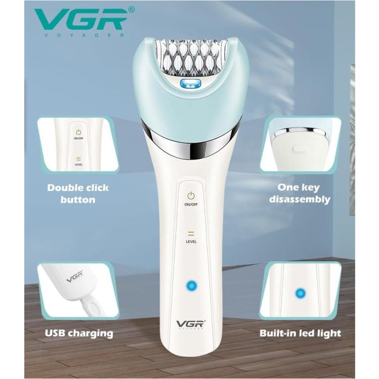 Vgr V-733 Professioneller wiederaufladbarer 6-in-1-Epilierer, wasserdichtes Display