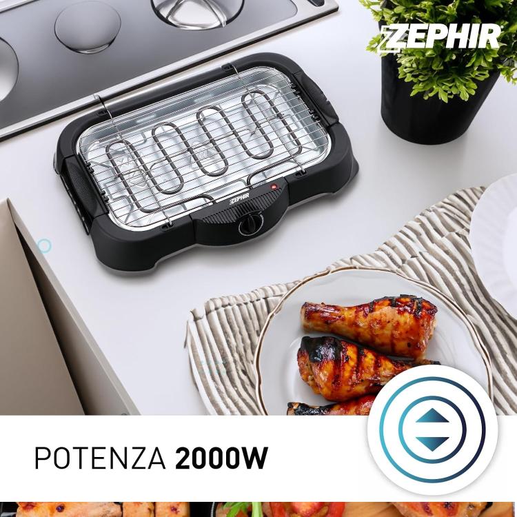 Zephir Elektro-Tischgrill & Grillplatte Thermostat Barbecue 2000W