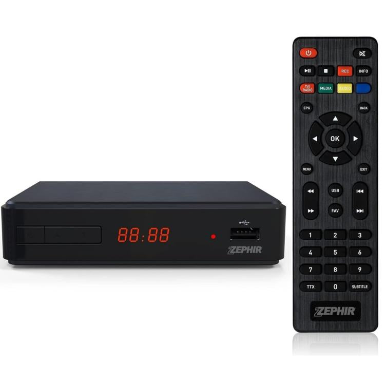 Zephir Digitaler terrestrischer Decoder TV Full HD DVB-T2 HEVC USB 2.0 HDMI LED TVSAT