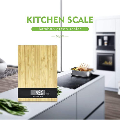 ELEKTRONISCHE DIGITALE KÜCHENWAAGE 1G - 5KG MIT HOLZ-/GLASPLATTE LCD