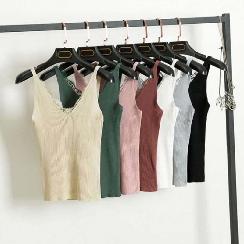 top donna in pizzo con scollo a V
