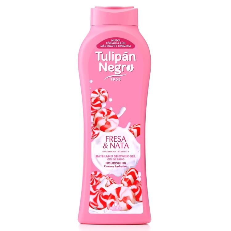 Tulipan Negro Duschgel Bad (Sahne und süße Erdbeeren) Fuchsia Duschschaum 650ml