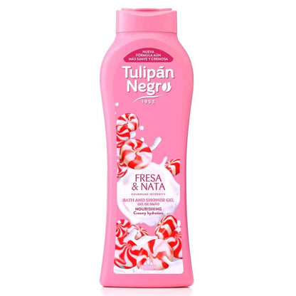 Tulipan Negro Duschgel Bad (Sahne und süße Erdbeeren) Fuchsia Duschschaum 650ml