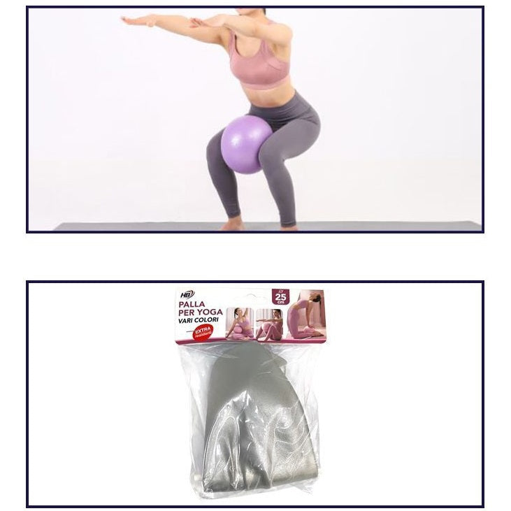 Fitball Mini Palla 25Cm Yoga Palestra Fitness Pilates Aerobica Addominali Grigio