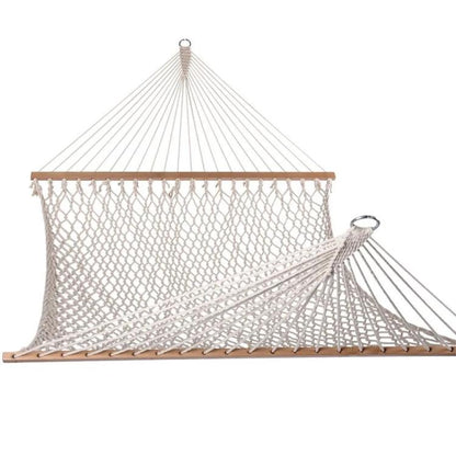 Hängematte Klassisch Netzseil Baumwolle Holzstab 80x200 Garten Camping