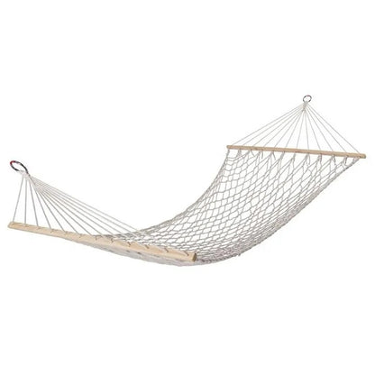 Hängematte Klassisch Netzseil Baumwolle Holzstab 80x200 Garten Camping