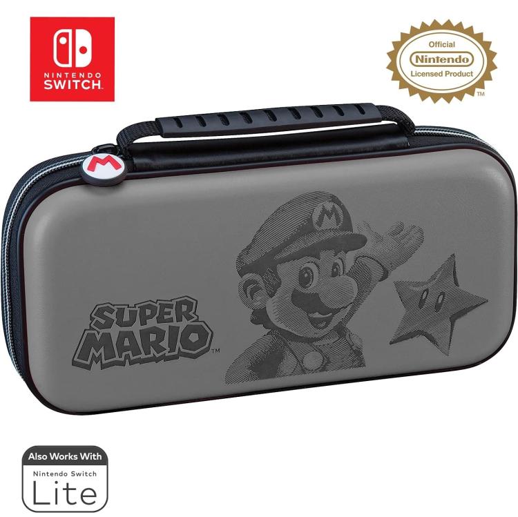 Nintendo Switch Deluxe-Reiseetui Schutzhülle Super Mario Grau Kompatibel mit OLED/Lite