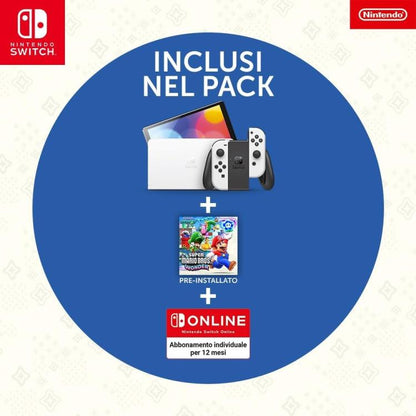 Nintendo Switch Oled White Konsole + Super Mario Wonder + 12 Monate Abo