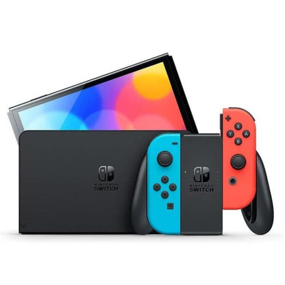 Nintendo Switch OLED Neon-Konsole Rot/Blau Edition Neu Italien 2 Jahre Garantie