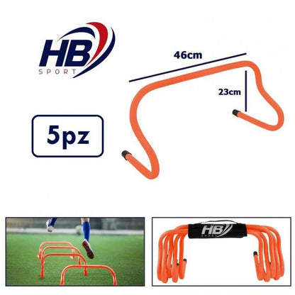 Set 5 Hürden Sport Training Fußball Geschwindigkeit Agilität Football Orange 23cm