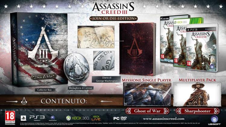 ASSASSIN'S CREED III - JOIN OR DIE EDITION XBOX 360 (COLLECTOR BOX) [ITALIENISCHE VERSION]