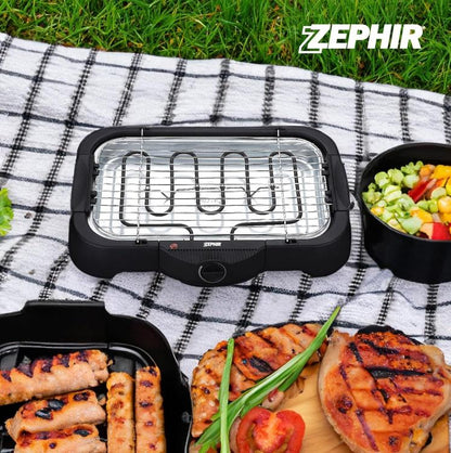 Zephir Elektro-Tischgrill & Grillplatte Thermostat Barbecue 2000W