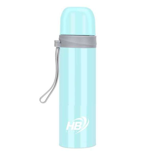 Hb Edelstahl Thermosflasche 500ml (12/24H) mit Schnappverschluss | Hellblau
