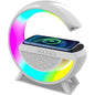 RGB-Lampe mit kabellosem Smartphone-Laden, Radio, Bluetooth-Lautsprecher, wiederaufladbar