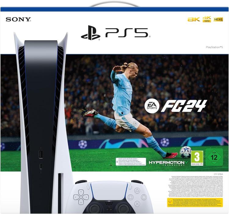 Sony Console PS5 Standard 825Gb White Bundle Playstation 5 + Ea FC24 Fifa 24