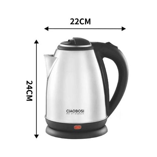 Elektrischer Wasserkocher 2L aus Edelstahl 1500W zum Erhitzen von Getränken, Milch, Wasser, Kräutertees, Tee