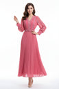 Women's Summer Long V-Neck Dress with Belt