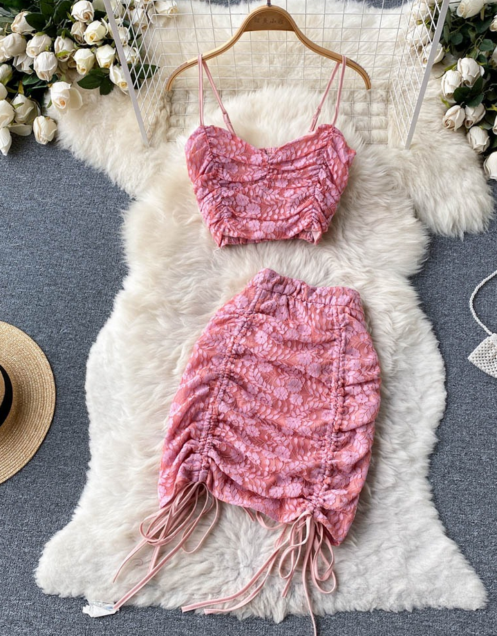 Abito Estivo Donna Due Pezzi – Set Gonna e Top in Stile Coreano, Elegante e Comodo