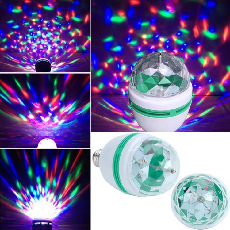 Lampada Rotante Lampadina E27 Led Rgb Multicolore Effetto Luci Discoteca Natale