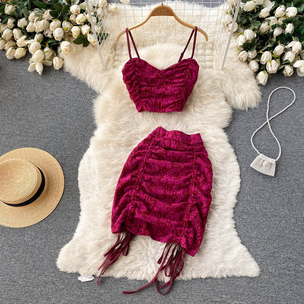 Abito Estivo Donna Due Pezzi – Set Gonna e Top in Stile Coreano, Elegante e Comodo