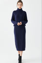 Women's Elegant Two-Piece Outfit with High-Neck Sweater and Long Skirt