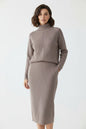 Women's Elegant Two-Piece Outfit with High-Neck Sweater and Long Skirt