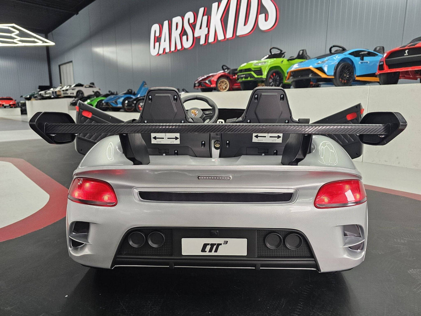 Kinder-Elektroauto Porsche RUF 24 V – 2 Sitzer – Silber Metallic