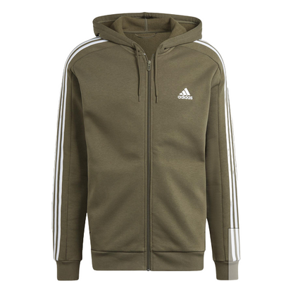 Adidas Felpa con cappuccio e cerniera intera da uomo con 3 strisce IJ6492 verde
