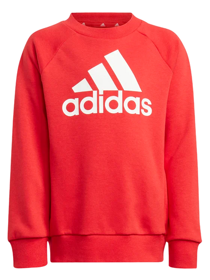 Adidas Tuta Sportiva da bambino con felpa girocollo Essentials Logo IJ6378 rosso-nero