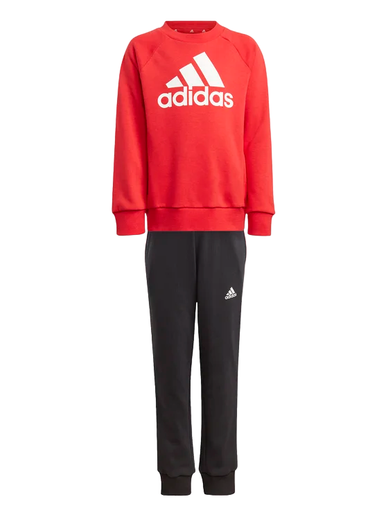 Adidas Tuta Sportiva da bambino con felpa girocollo Essentials Logo IJ6378 rosso-nero