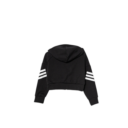 Adidas Felpa con cappuccio e cerniera FT 3 STRIPES JJ4847 Nera - Stile e Comfort per Ragazze