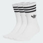 Adidas Originals 3-Stripes Unisex Crew Socks 3 Pairs White BCI Cotton - JV7401