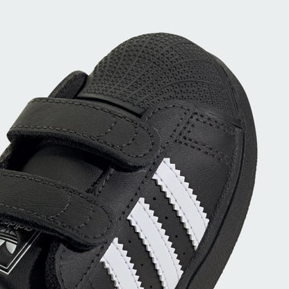 Adidas Originals Superstar II Infant Sneakers Bambini Nere Velcro Punta Conchiglia - JI3991