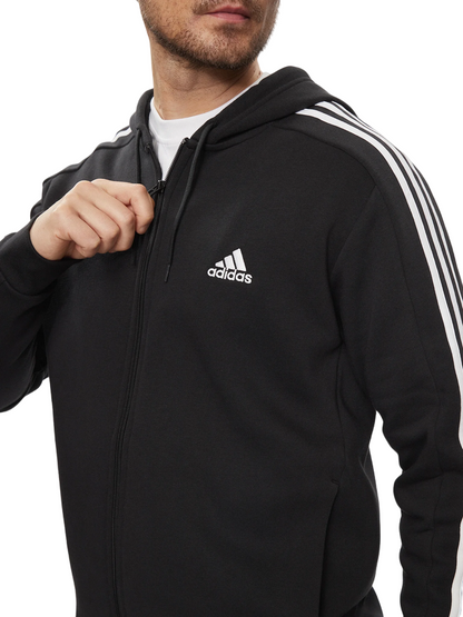 Adidas felpa leggera con cappuccio e 3 strisce IB4029 nero-bianco