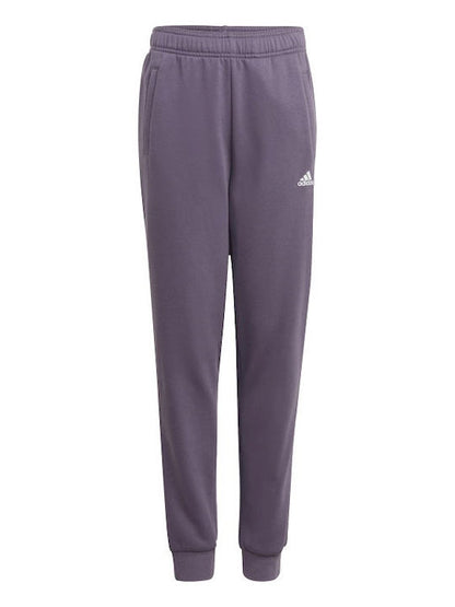Adidas tuta da ragazza in cotone felpato con felpa girocollo e pantalone con polsino IJ6255 rosa-prugna