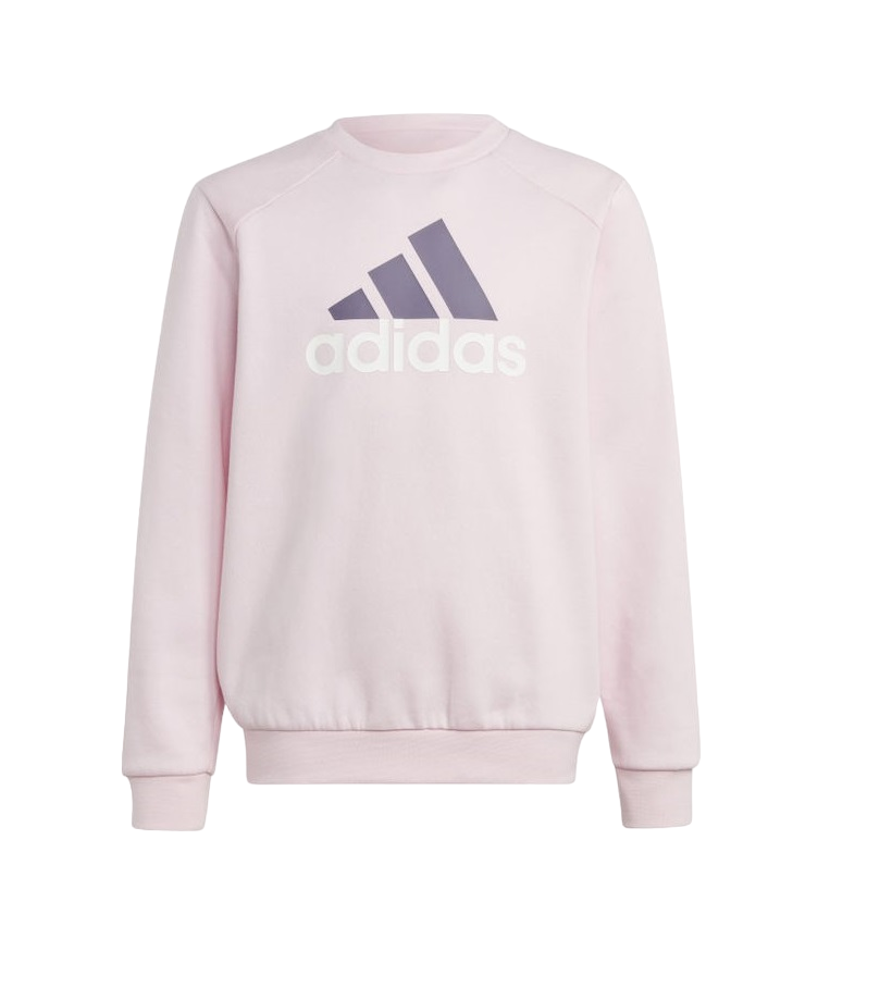 Adidas tuta da ragazza in cotone felpato con felpa girocollo e pantalone con polsino IJ6255 rosa-prugna