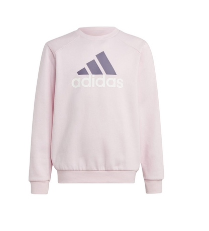 Adidas tuta da ragazza in cotone felpato con felpa girocollo e pantalone con polsino IJ6255 rosa-prugna
