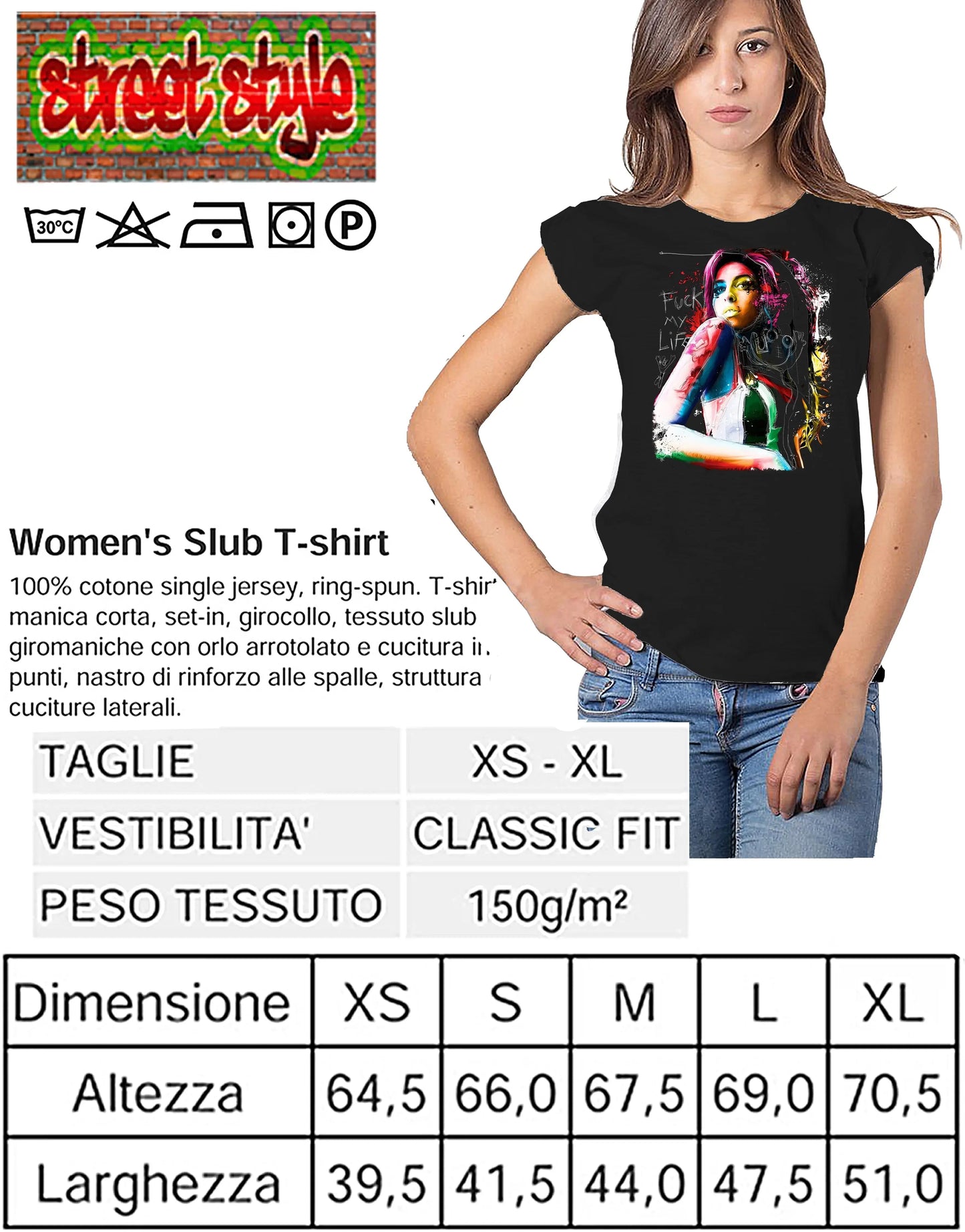 T-shirt Amy Winehouse Donna Bio - The Legend Made in Italy