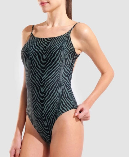 Arena Costume Intero Donna Verde Nero Water Prints 009398506