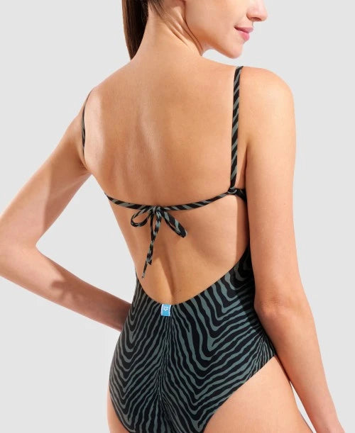 Arena Costume Intero Donna Verde Nero Water Prints 009398506