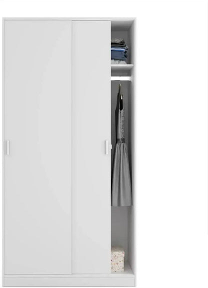 Eleganter weißer Kleiderschrank mit 2 Schiebetüren 100 x 50 x 200 cm H