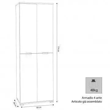 Armadio 4 Ante Natura, cm 60x38x174