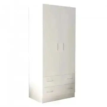 Weißer Kleiderschrank mit 2 Türen und zwei Schubladen POP, 80x52x180 cm