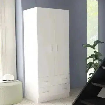 Weißer Kleiderschrank mit 2 Türen und zwei Schubladen POP, 80x52x180 cm