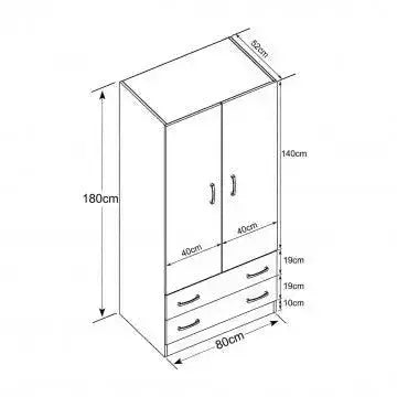 Weißer Kleiderschrank mit 2 Türen und zwei Schubladen POP, 80x52x180 cm