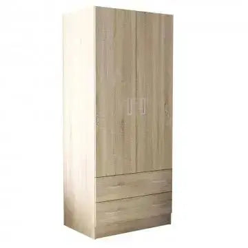Kleiderschrank, helle Eiche, mit 2 Türen und zwei Schubladen POP, 80x52x180 cm