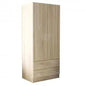 Light Oak Wardrobe with 2 Doors and Two Drawers POP, 80x52x180 cm