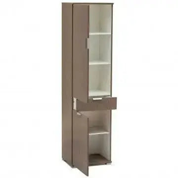 Kleiderschrank, Eiche Grau, mit 2 Türen und 1 Schublade, 45x38x174 cm